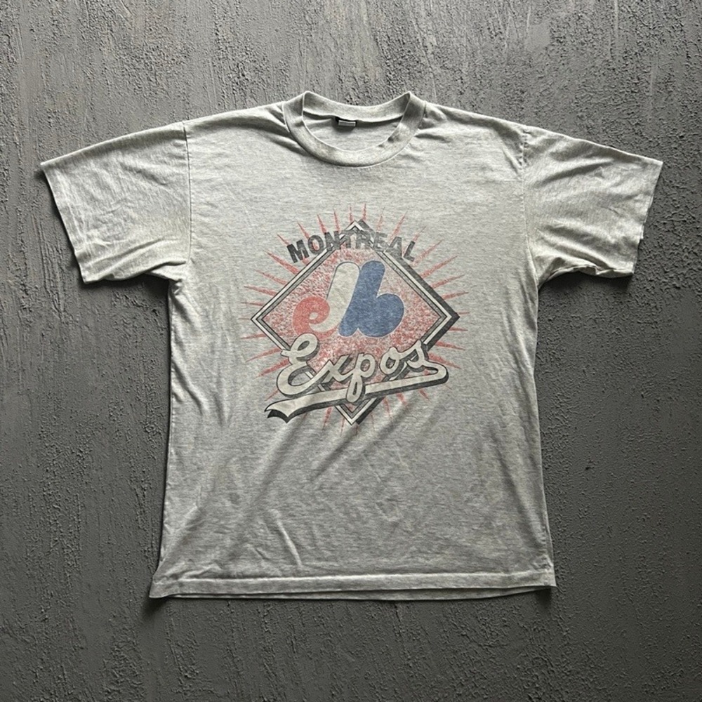 Vintage Montreal Expos Shirt Large Grey 1990s MLB Single Stitch